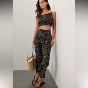 Floral Black Trouser Pants